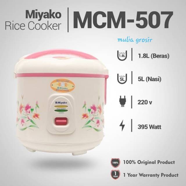 Magic Com Miyako 1.8Liter 3in1 MCM 507 / Rice Cooker Miyako 1.8Liter 3in1