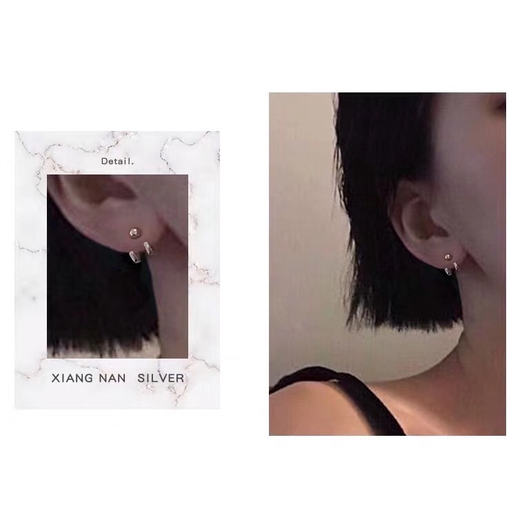 Anting Gantung Warna silver Gaya Korea Untuk Wanita perak aksesoris wanita