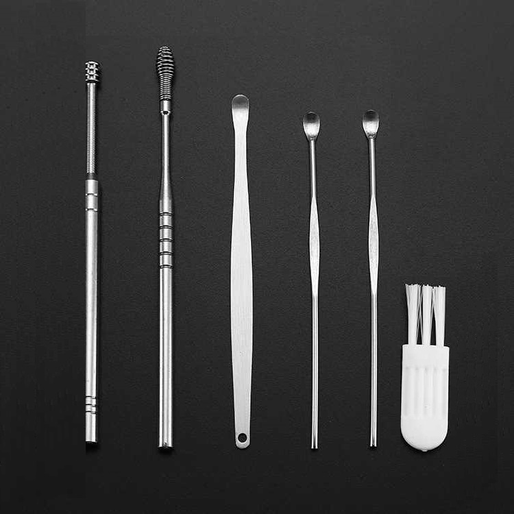 alat pembersih telinga korek kuping stainless steel ear cleaner kotoran set isi anti karat wax besi