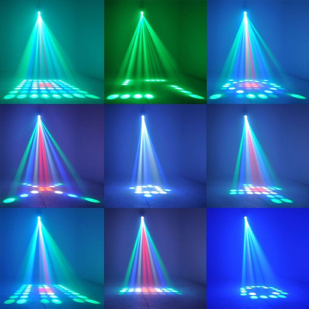 Lampu Laser PAR Lampu Sorot Panggung Lampu Disco DJ RGB 64 Pattern 10W 220V voice control Beatific Lampu Sorot Laser Panggung untuk Lightning Sound System L18RG 64 pattern projector airship stage light Auto Voice Control colorful disco light  holiday