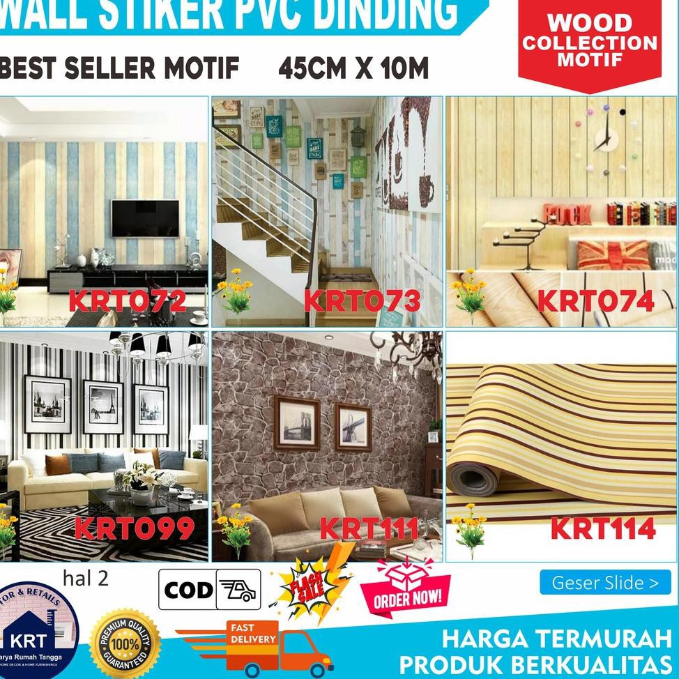 Dedulf set MOTIF KAYU COLLECTION WALL STICKER DINDING PVC 45CM X 10M Hiasan Tempel Dinding Plafon An