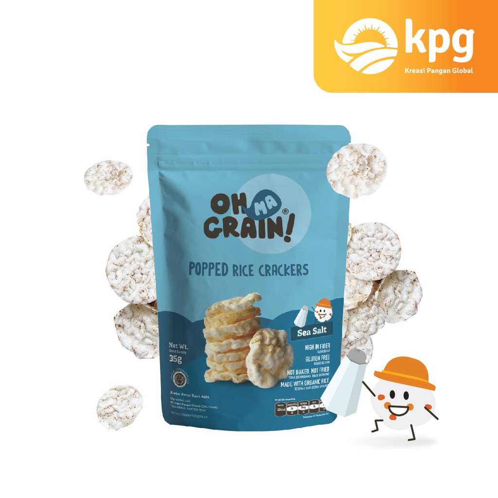 

Oh Ma Grain! - Popped Rice Crackers Sea Salt - Snack Sehat - 35gr