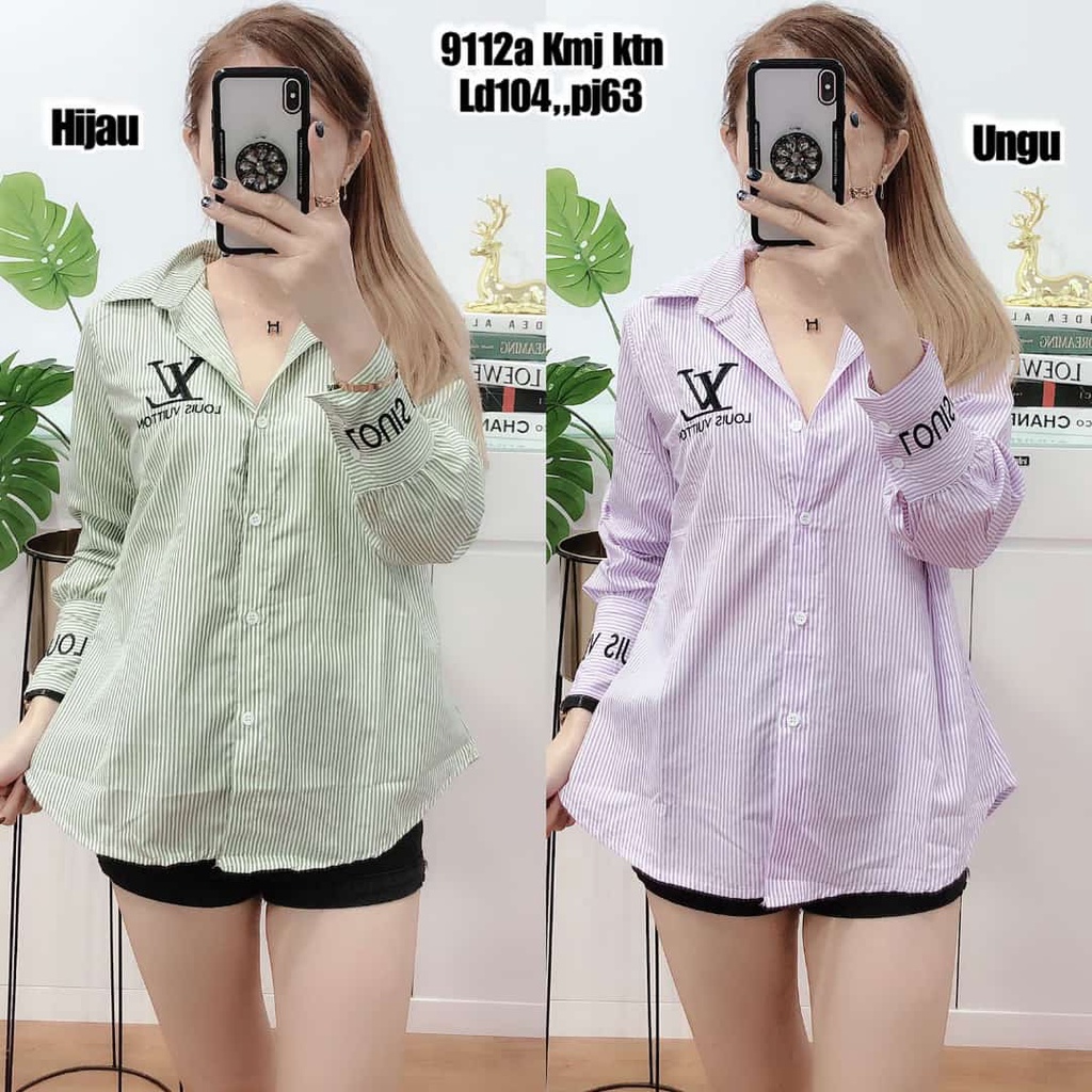 NLOUSE KEMEJA KATUN ATASAN FASHION WANITA IMPORT PREMIUM LV PJ 9112