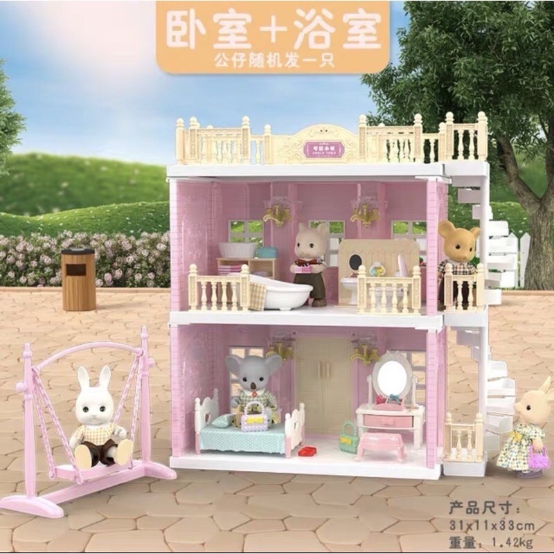 Koala Diary Doll House - Koala Town House   Koala Bedroom Bathroom Kitchen sylvanian family alike - kado anak cewek - hadiah anak cewek