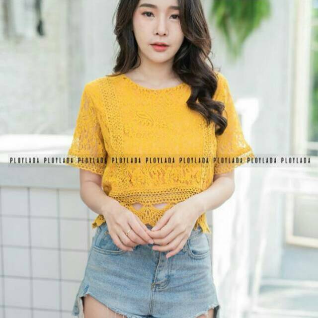 SC-1118 MAUREEN TOP IMPORT BKK | Atasan Brokat Import Atasan Crop Top Blouse Wanita Baju Wanita Impo