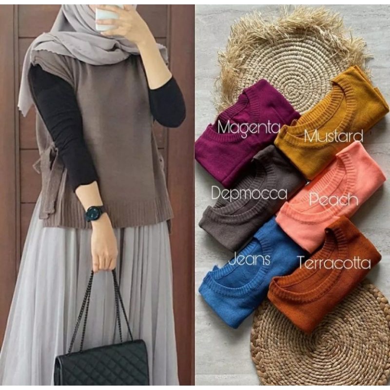 Cheril Vest Rajut Tali Premium / Andin Outer Rajut Kekinian / Rompi Korean Style Premium / Vest Rajut Wanita / Cardigan Wanita / Cardigan Rajut Wanita / Vest  Wanita model terbaru