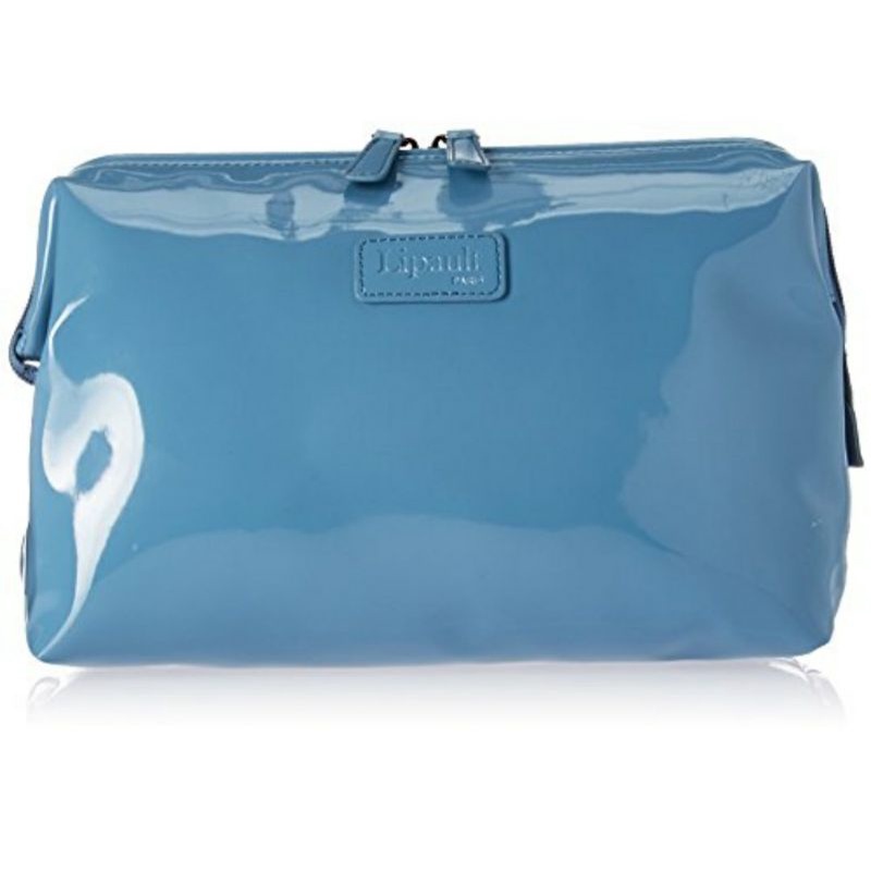 PRELOVED - LIPAULT PLUME VINYLE TOILET KIT STEEL BLUE ONE SIZE ORIGINAL | TRAVEL KIT | POUCH TRAVEL