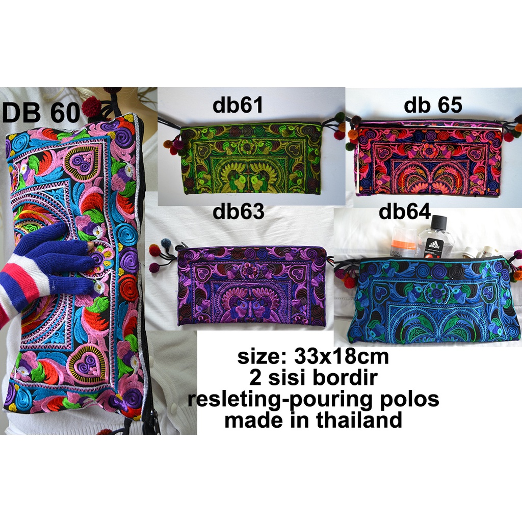 tas bordiran import/tas thailand/tas slempang/tas etnik/clutch/tas pingang/dompet/tote bag/top handl