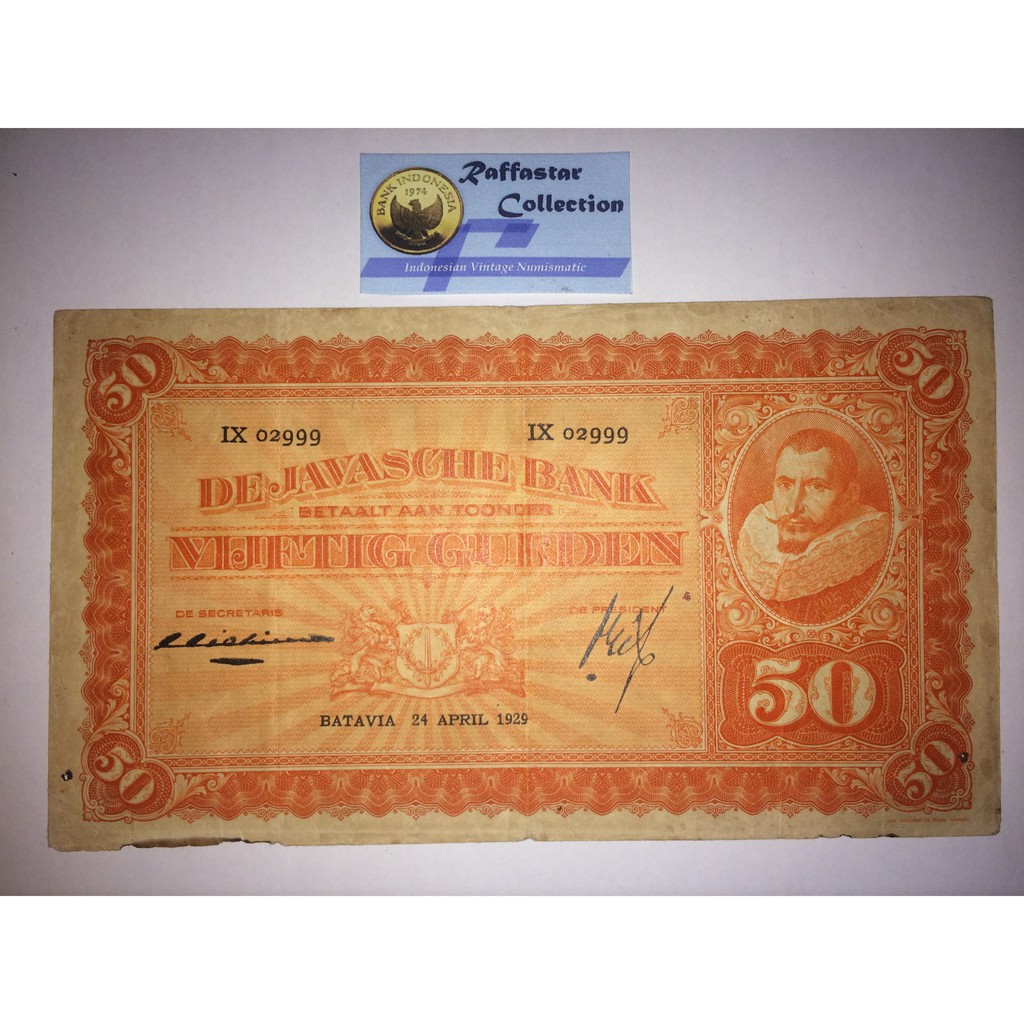 uang kuno 50 gulden Coen 1929