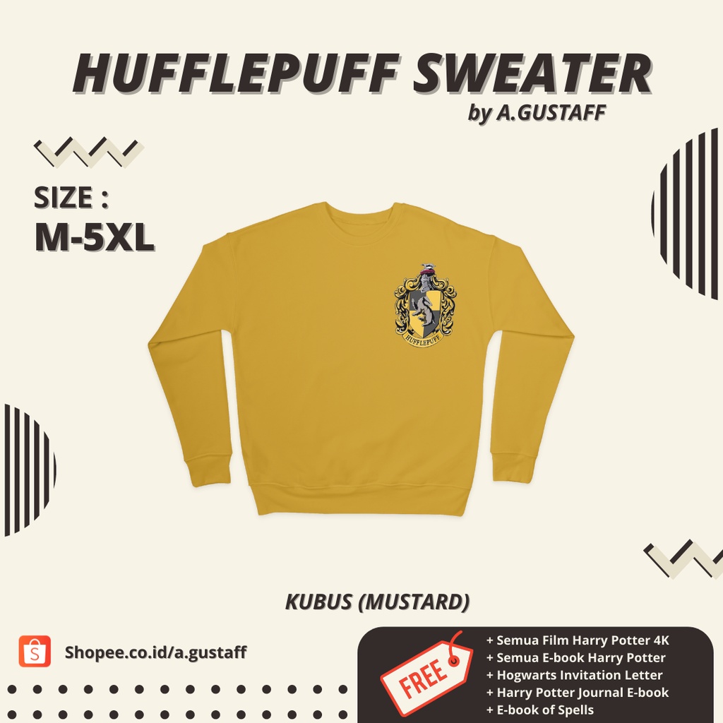SWEATER CREWNECK POLOS HARRY POTTER HUFFLEPUFF // M L XL // UNISEX BEST SELLER PRIA WANITA MURAH