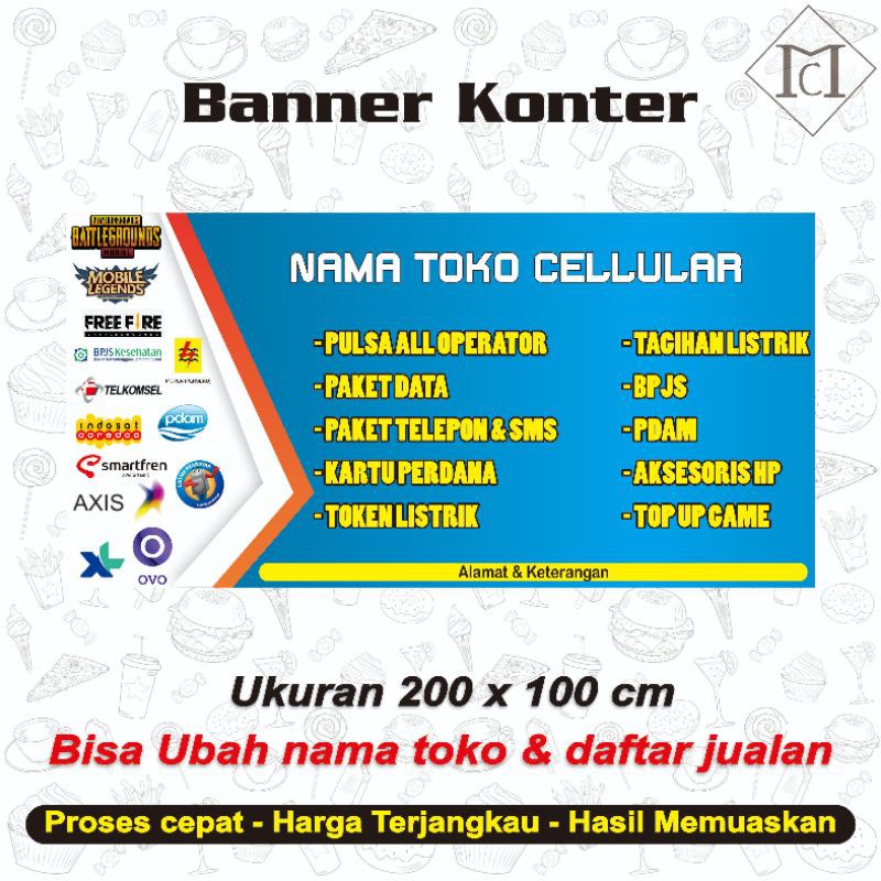 BANNER KONTER 200X100 (bisa request)