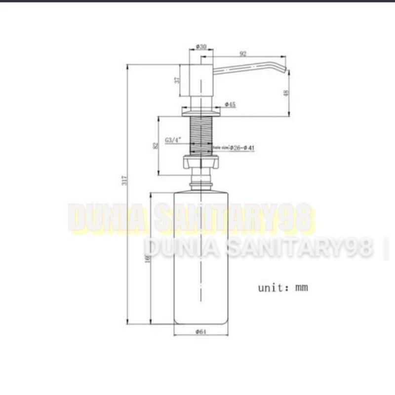 Soap Dispenser Wastafel Bak cuci piring Tempat sabun Tanam GOLD Kitchen Sink