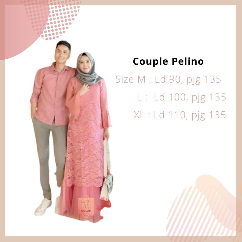 Baju Gamis Pasangan Couple Muslim Brukat Lengan Panjang - Couple Pelino - Size M - L - XL-Dusty Pink