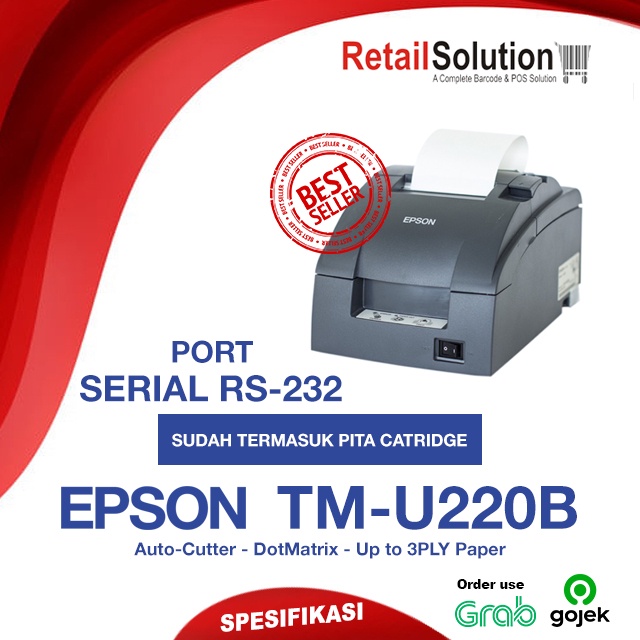 Printer Kasir POS DotMatrix Dot Matrix Serial RS232 Auto Cutter - Epson TMU220B / TM-U220B / TMU220 B