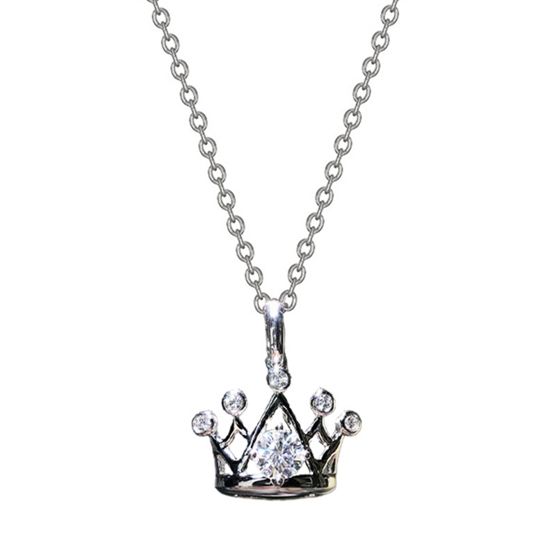 Fancyqube Kalung Liontin Mahkota Romantis Warna Silver Untuk Wanita