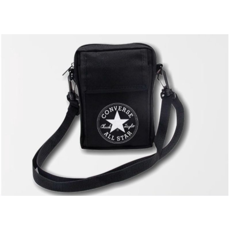 TAS SLEMPANG ADIDAS CONVERSE HITAM BLACK UNTUK HP DOMPET BARANG KECIL SANTAI HANGOUT JALAN KEREN CEW