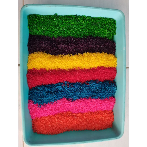 Mainan anak Montessori Sensory Beras warna warni / rainbow rice / rainbow pasta