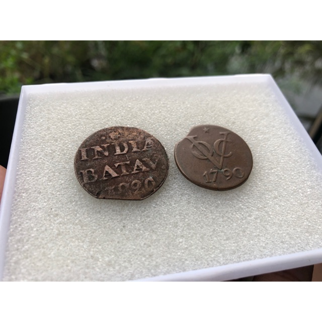 Koin Kuno Indian Batav 1820 dan VOC 1790 Miscut Eror