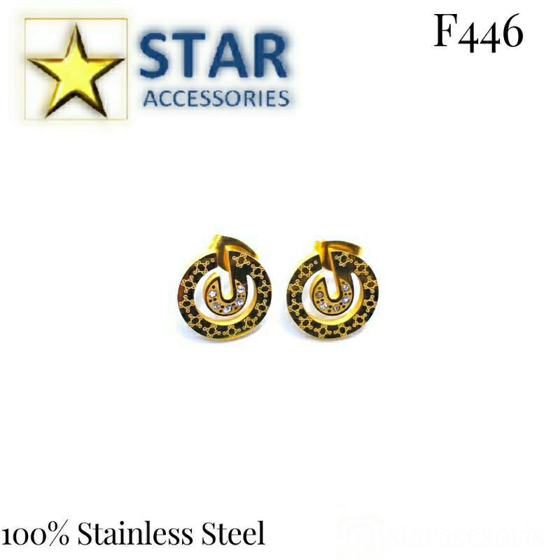 Anting Titanium Gucci Gold | Anting Huruf J Gold Anti Karat
