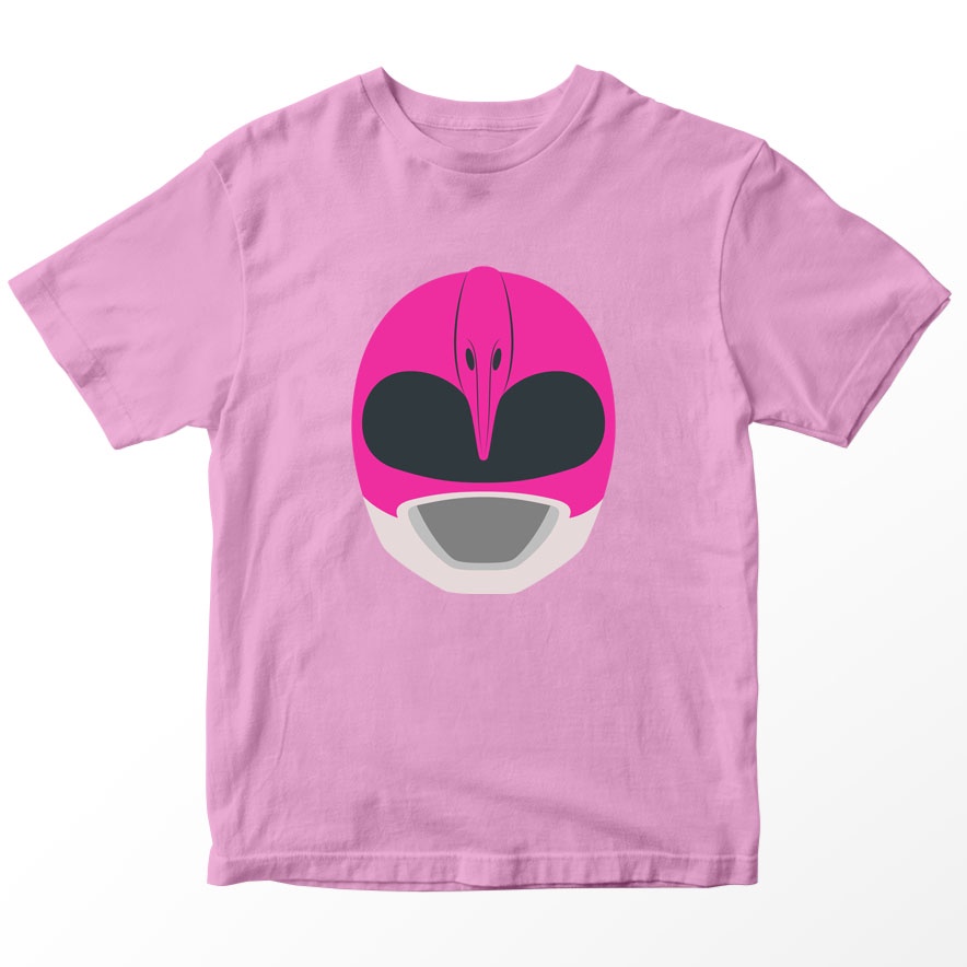 Kaos Power Rangers Anak Helm Ranger Merah Muda Pink Helmet, Warna Pink Umur 1-10 Tahun