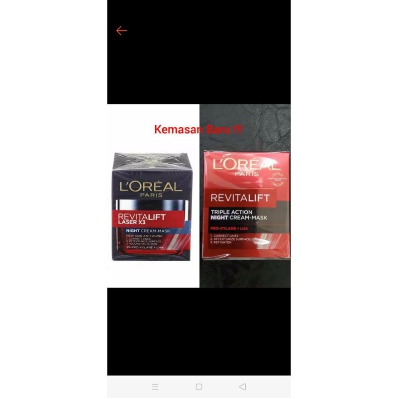 L'OREAL REVITALIFT TRIPLE ACTION NIGHT CREAM MASK 50ML