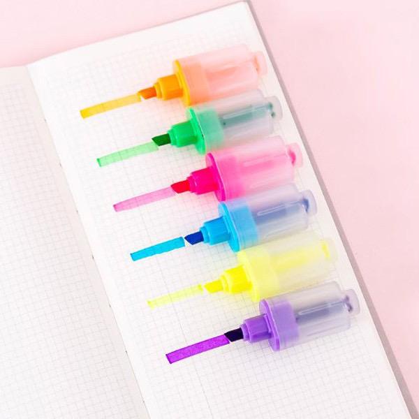 6 PCS Mini Hightlighter Alat Tulis Warna Warni Spidol Set Spidol Sekolah Anak Perempuan Kado