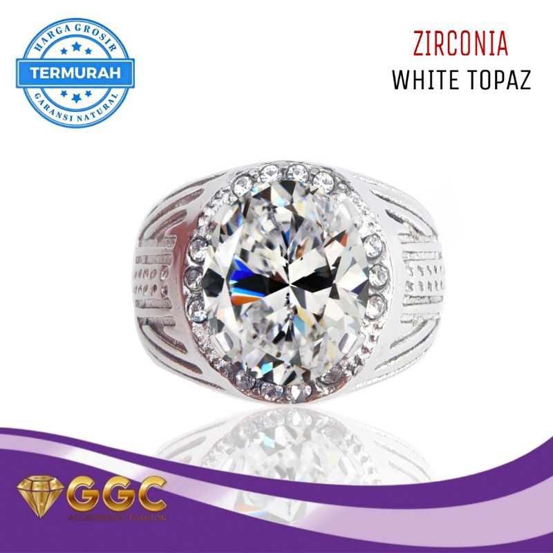 Cincin Batu White Topaz Cubic Zirconia Original