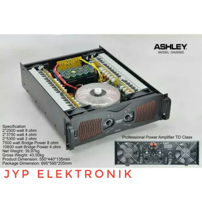 Ashley DA 20000 Amplifier Power - Kekuatan 5000 Watt (2 x 2500W)