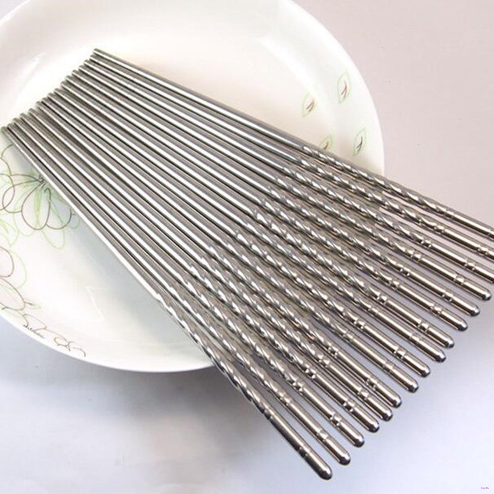 Sumpit Bahan Stainless Steel Anti Slip Reusable Untuk Makan Malam