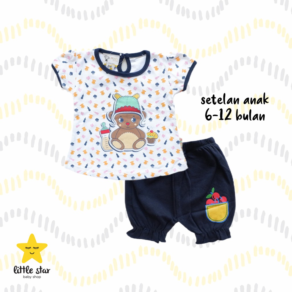 Hoshi Setelan Anak Perempuan | Set Baju Kaos Celana Anak Bayi Cewek