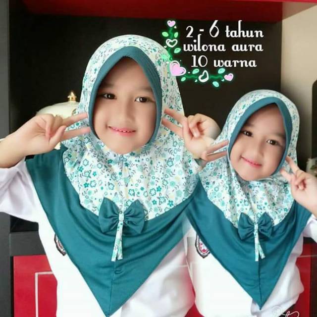 Jilbab Anak Wilona aura POLOS MOTIF TERLARIS/ Hijab Anak Motif  / Kerudung Anak / Bergo Turban Ana