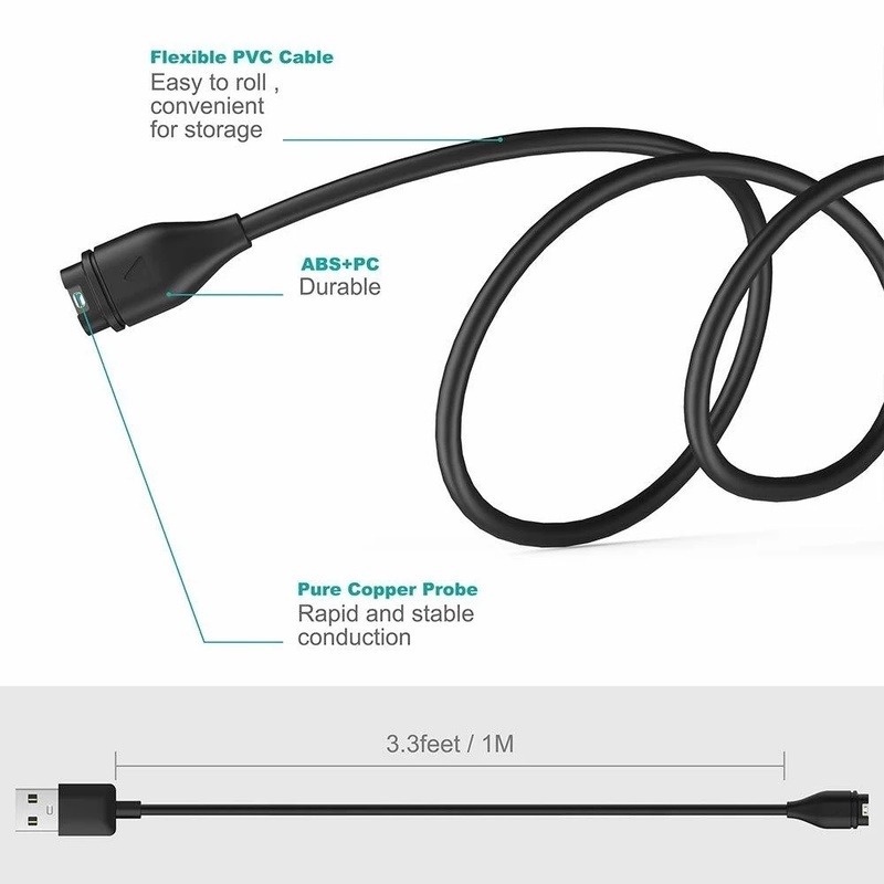 Kabel Charger USB Fast Charging Panjang 1m Untuk Smartwatch Garmin Fenix ​​Chip Ic 5 5S 5X Plus Approach S60 X10