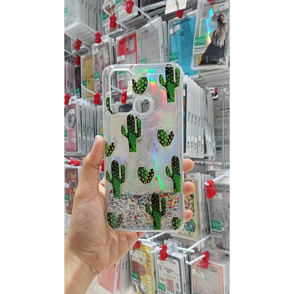 Case VIVO  Y30 Y50 Y30i Glitter Dynamic Liquid Quicksand Case Motif cewe kaktus heart bts