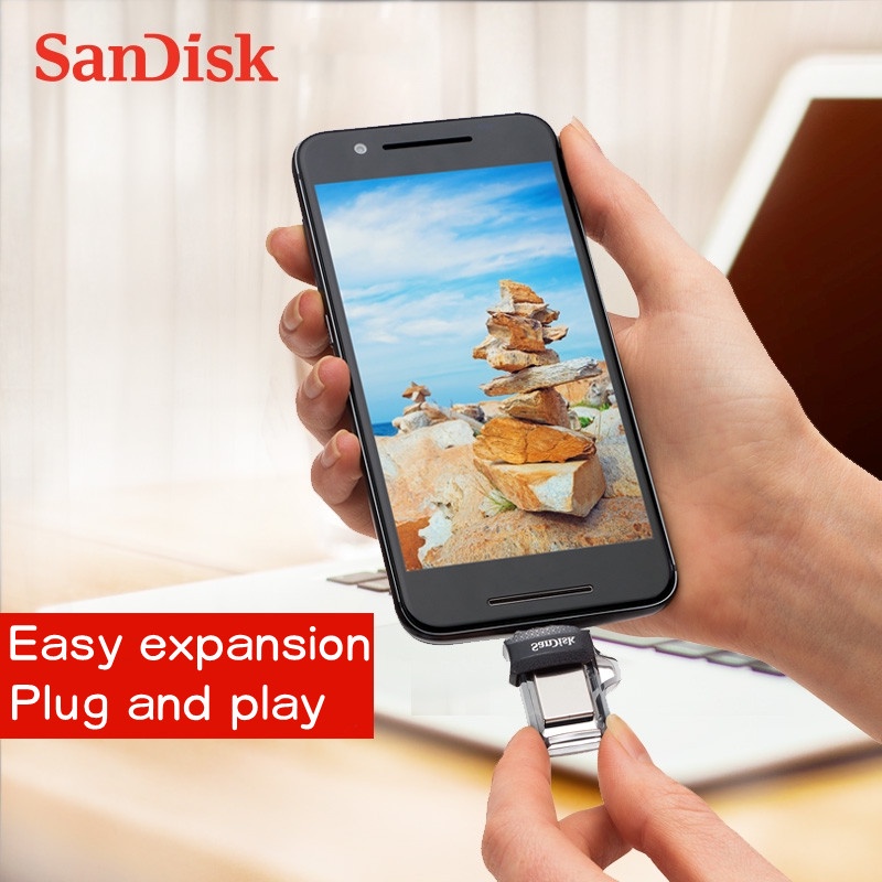 Sandisk 3.0 Flashdisk USB 3.0 High Speed Dual Interface Pendrive OTG 32GB 128GB 64GB Untuk Android