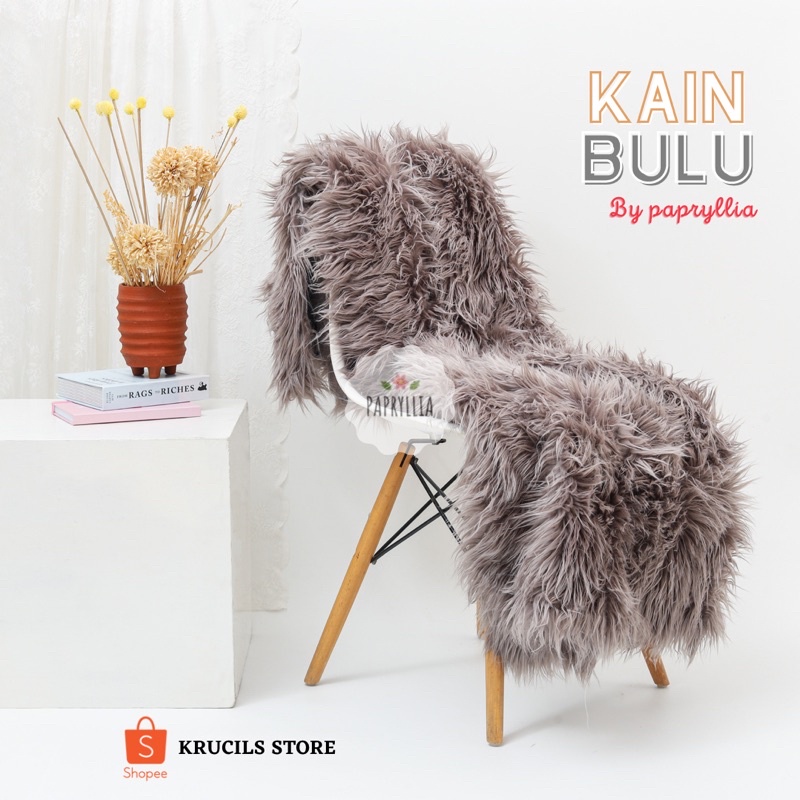Kain Bulu Panjang Kain Bulu Tebal Kain Bulu Alas Foto Produk by Papryllia ( Abu Muda )