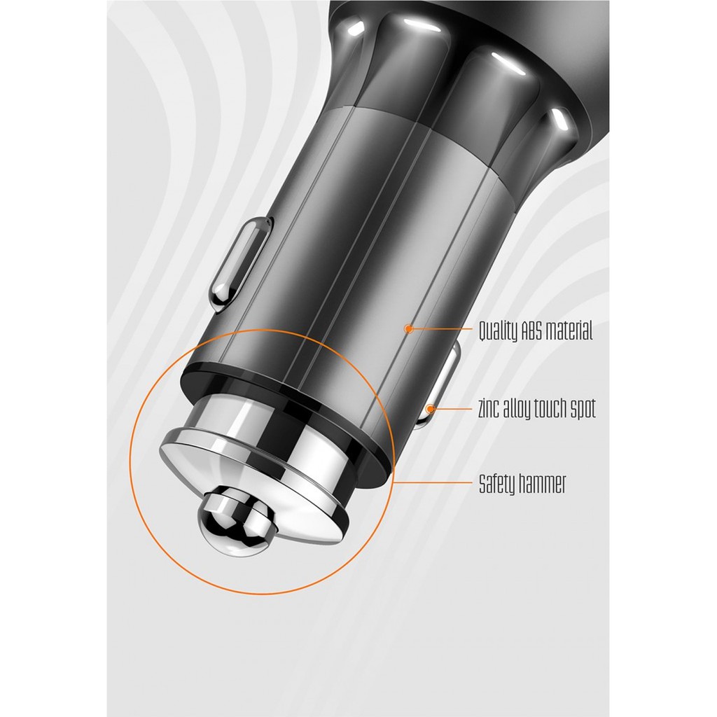 LDNIO C503Q Dual USB QC3.0 Lamp Ring Coil Lightning Smart Car Charger