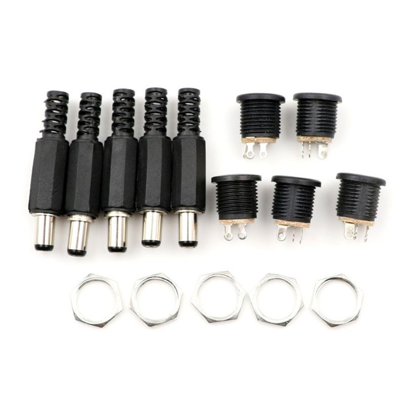 CRE  10 pcs 12V 3A Plastic Male Plugs + Female Socket Panel Mount Jack DC Power Connector Electrical Supplies