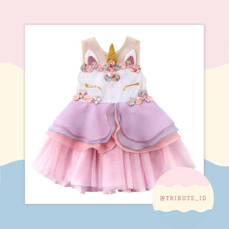 Dress Gaun Princess Baju Anak Bayi Baby Toddler Balita Perempuan Cewek Kuda Little Pony Poni Unicorn