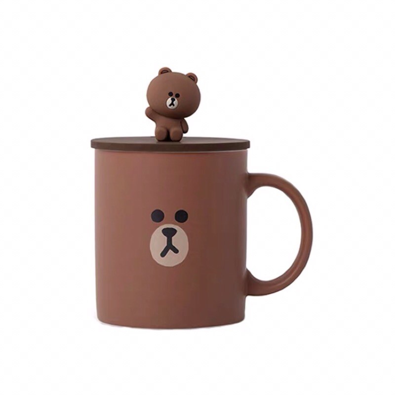 [HARAP CHAT DULU] Line friends Brown Cup + Lid 355ml