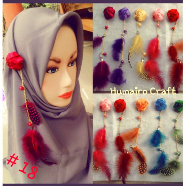 Bros hijab bulu juntai/bros anting hijab/bros anting bulu