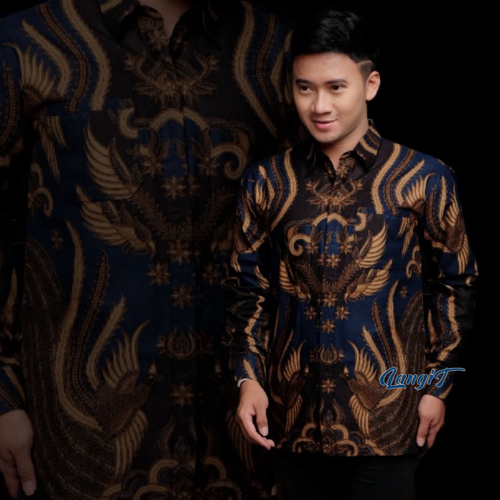 Batik Pria Lengan Panjang BATIK NAKULA HRB026 motif KERATONAN Kode 002 size M L XL XXL Reguler