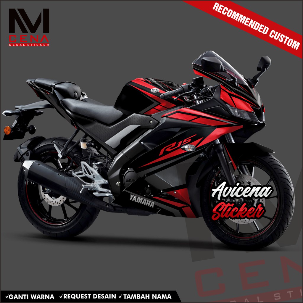 Sticker Decal R15 V3 Full Body Decal Sticker Yamaha R15 V3 Striping r15 v3 full body Grx red