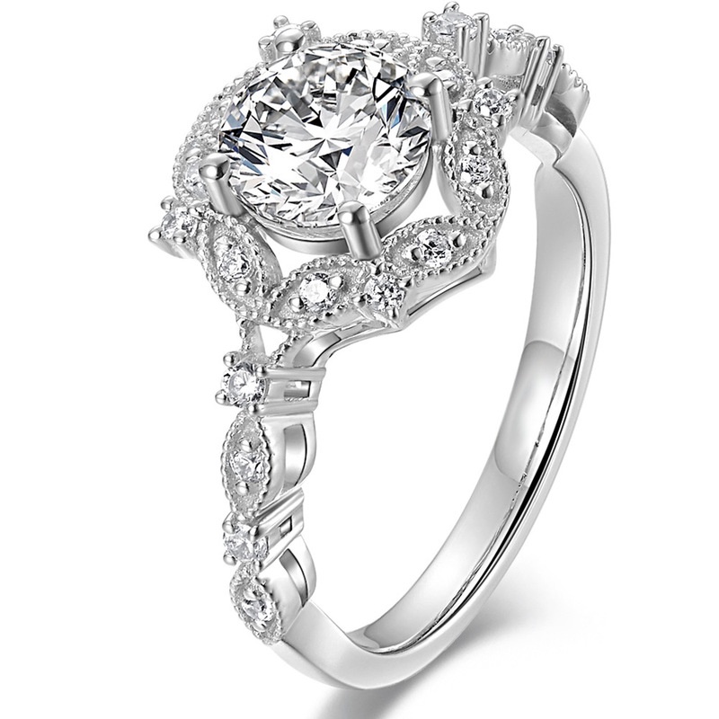 Cincin Sterling Silver 925 Dengan Moissanite Untuk Wanita
