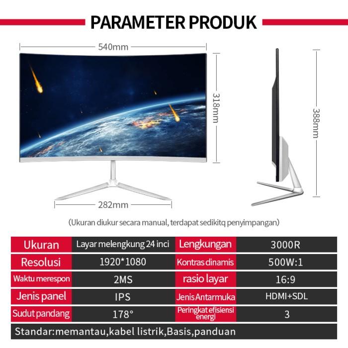 MIIGO 24-inci 75Hz monitor komputer LCD, desktop kantor, gaming