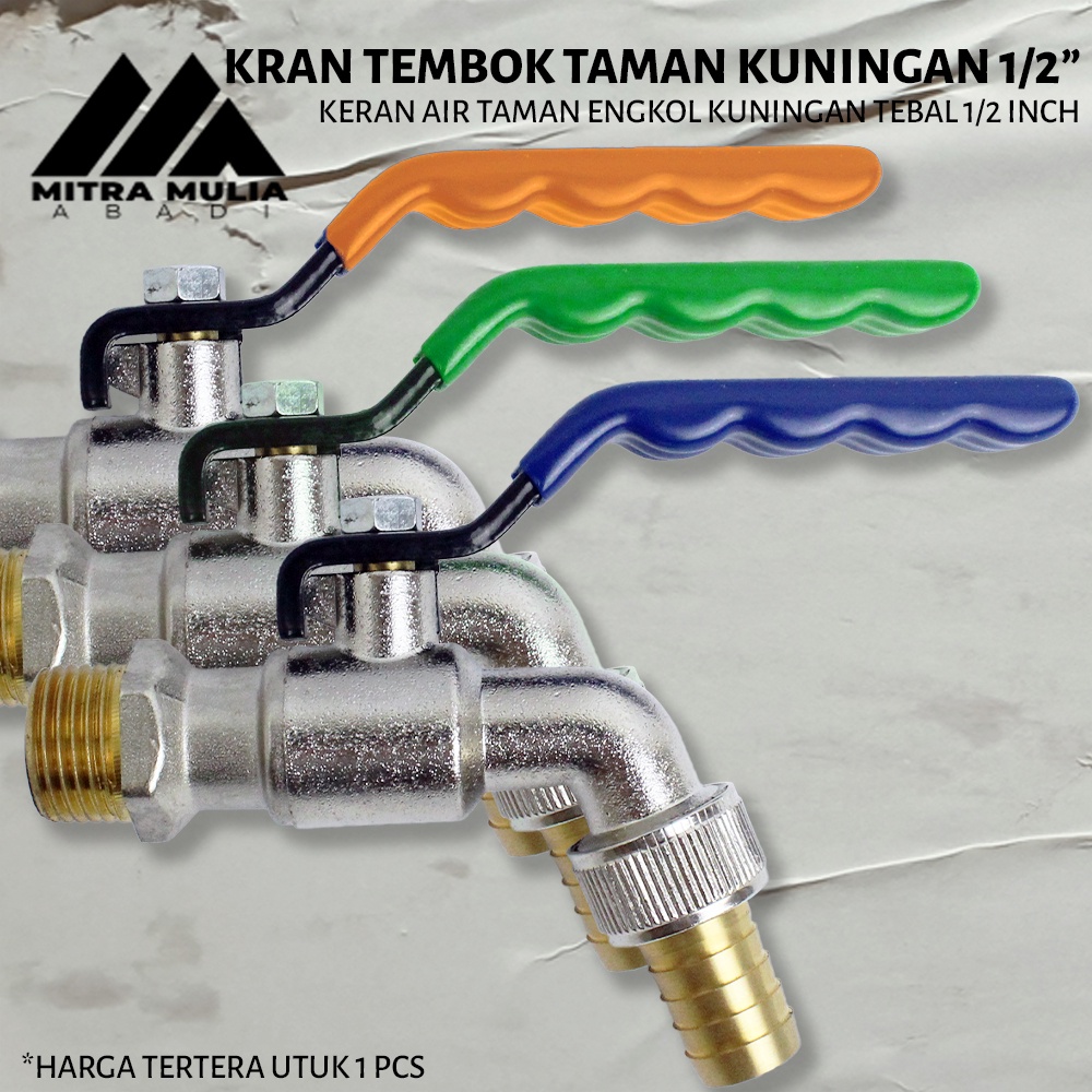 kran tembok taman kuningan 1/2” | keran air taman engkol kuningan tebal 1/2 inch