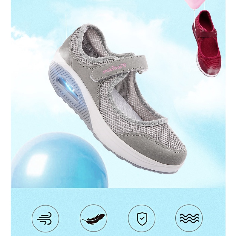 Kano Wanita Platform Sneaker Musim Panas Kebugaran Mesh Pelangsing Sepatu Olahraga Wanita Tinggi Meningkatkan Sepatu