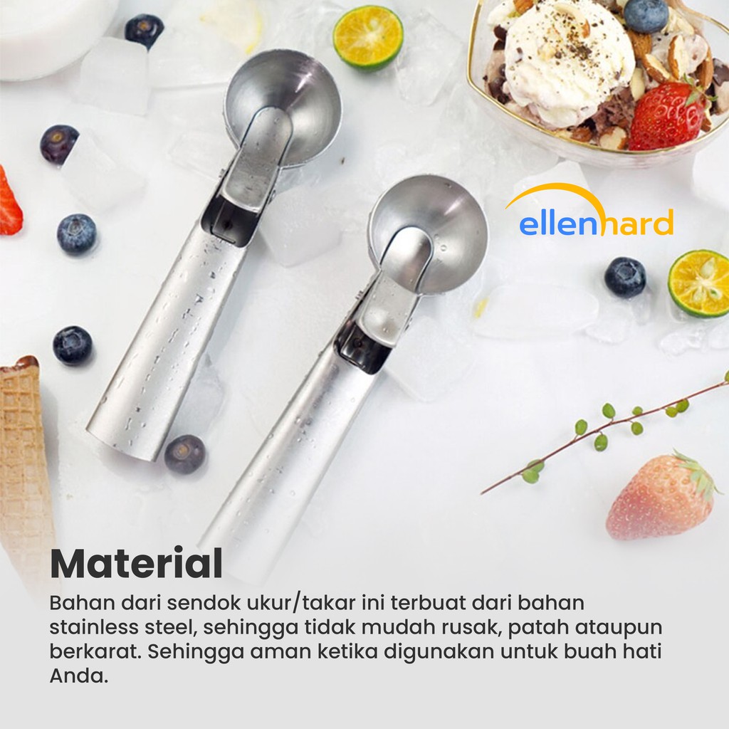 Sendok Es Krim Scoop Ice Cream Spoon Scop Takar Gula Kopi Stainless Steel