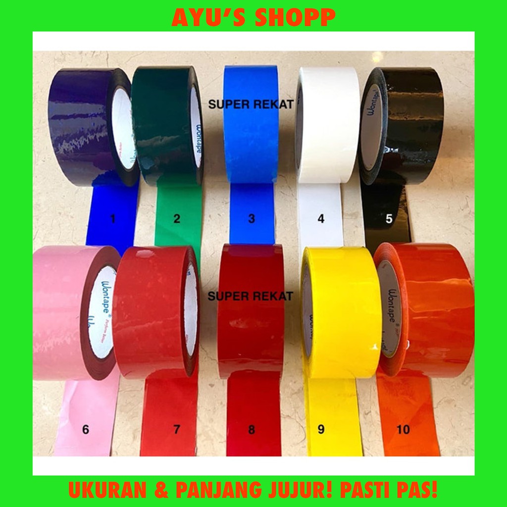 

Lakban/ selotip/ isolasi/ tape Warna Warni WONTAPE (48mm X 100 Yard) Kualitas Daimaru / Nachi