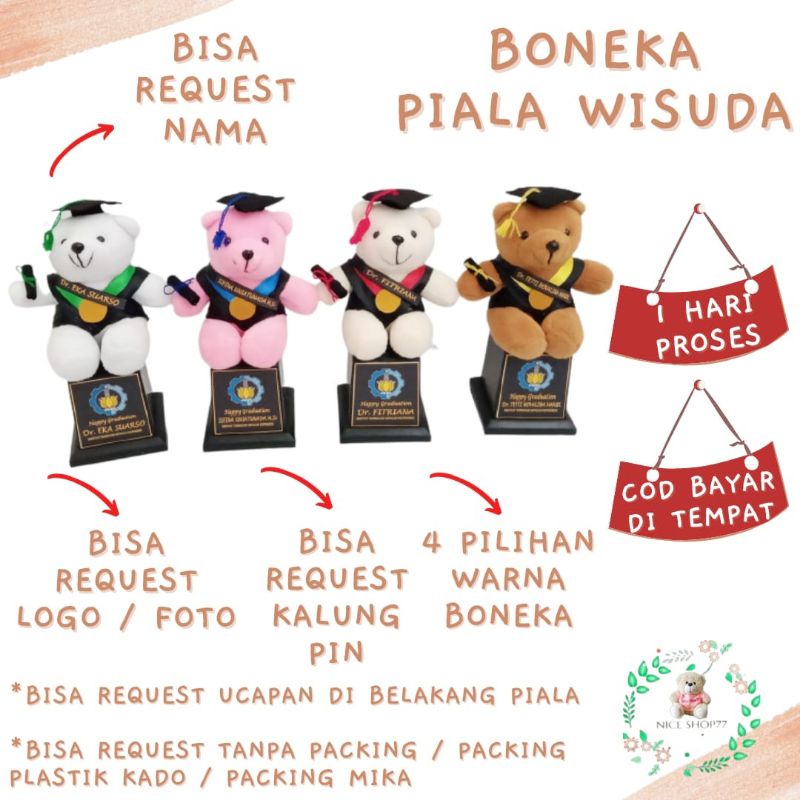 Piala wisuda jco packing plastik / piala boneka wisuda / boneka piala wisusa