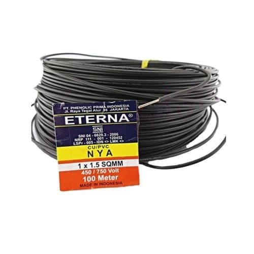 Kabel ETERNA NYA 1x1,5 WARNA HITAM / KUNING /MERAH / BIRU - METERAN